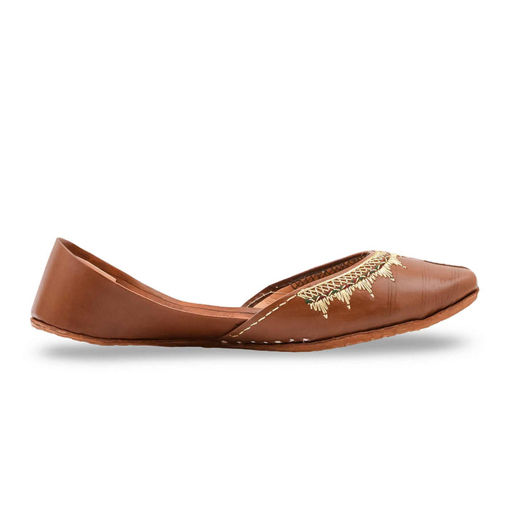 Brown Leather Khussa For Women EC8893