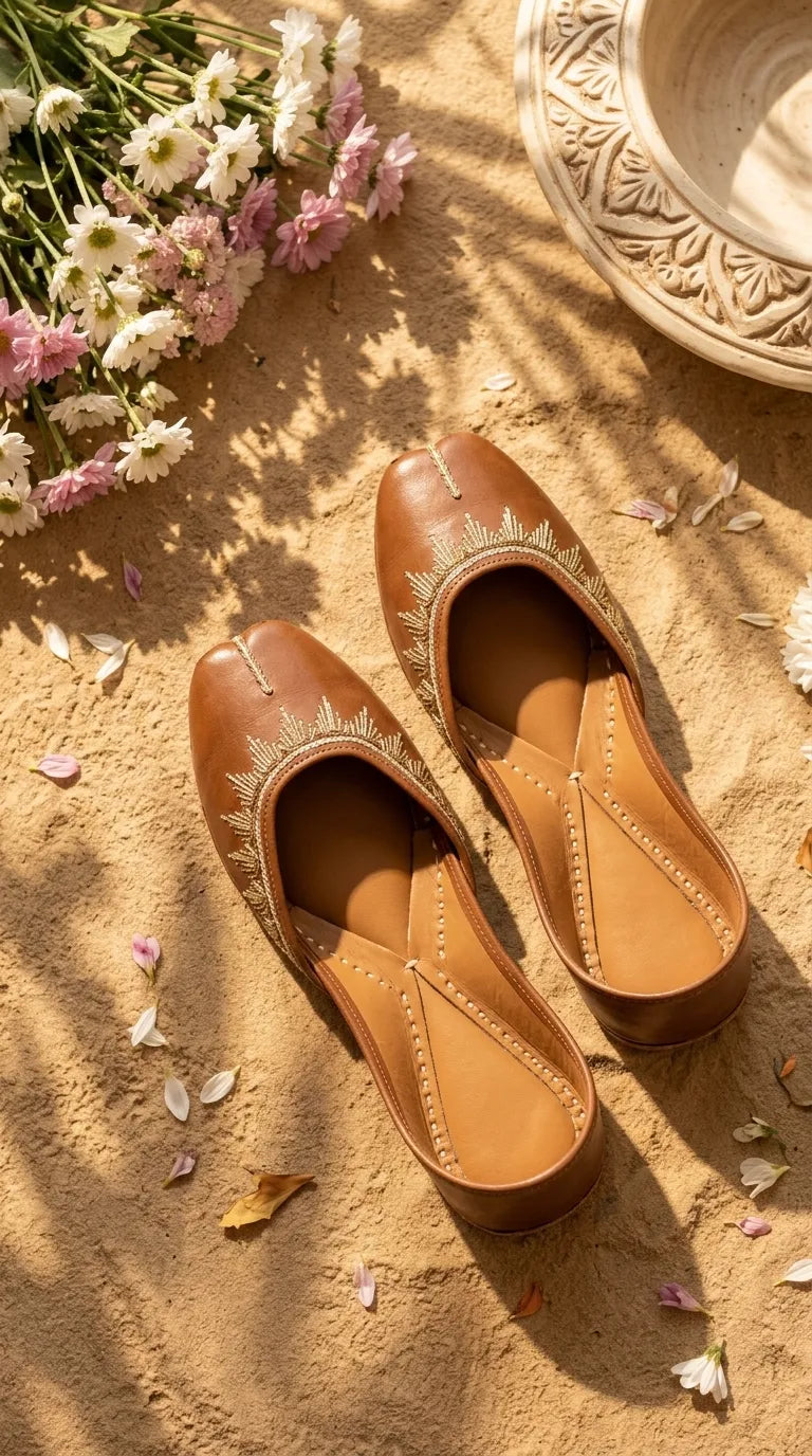 Brown Leather Khussa For Women EC8893