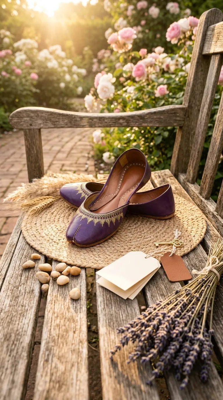 Blue Leather Khussa For Women EC8893
