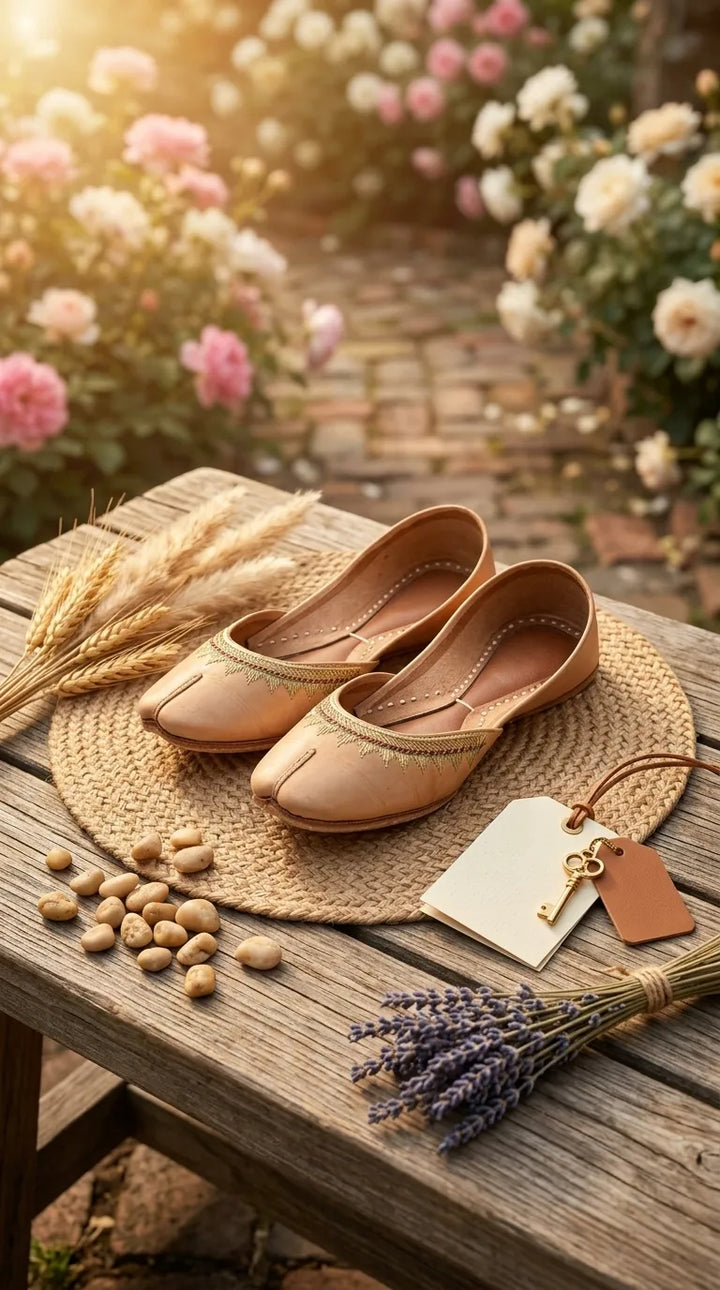 Fawn Leather Khussa For Women EC8893