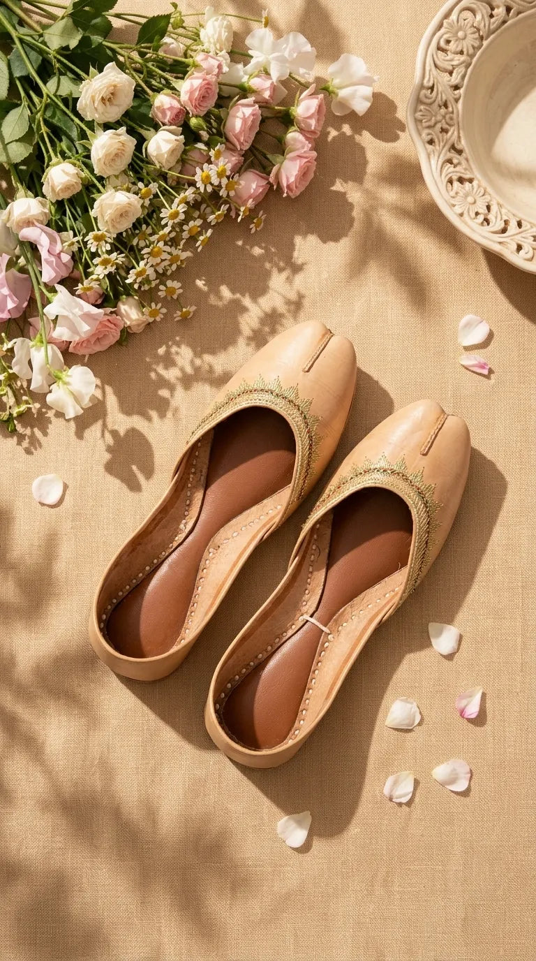 Fawn Leather Khussa For Women EC8893