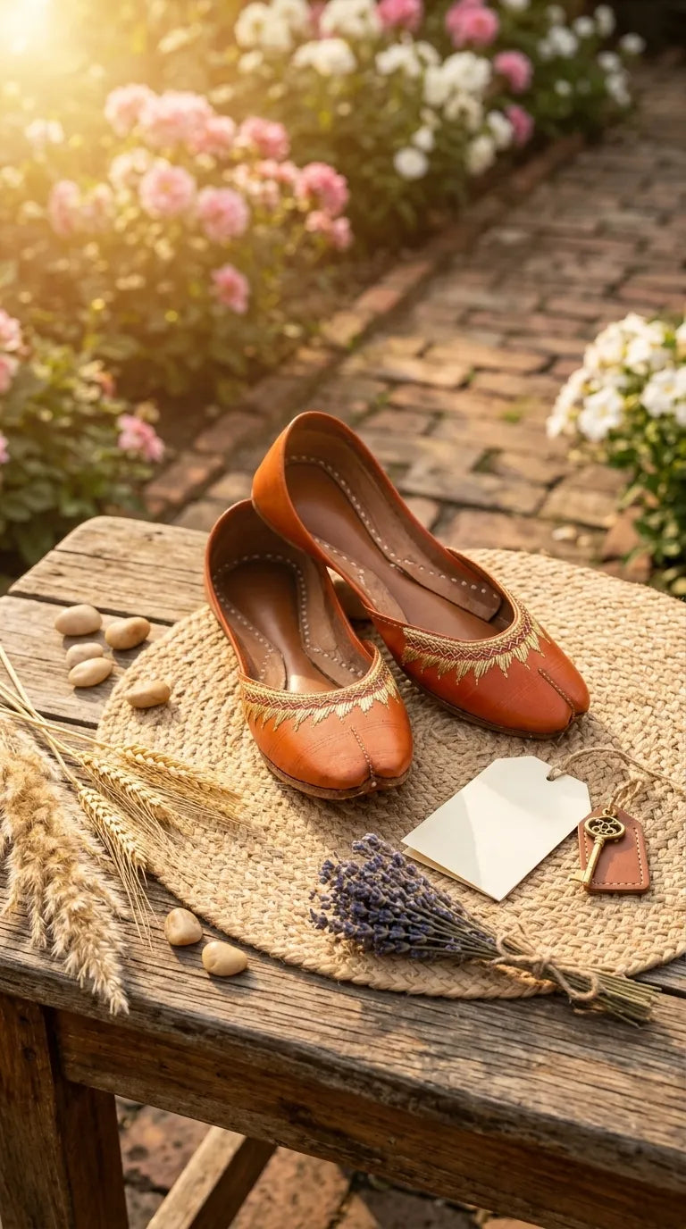 Orange Leather Khussa For Women EC8893