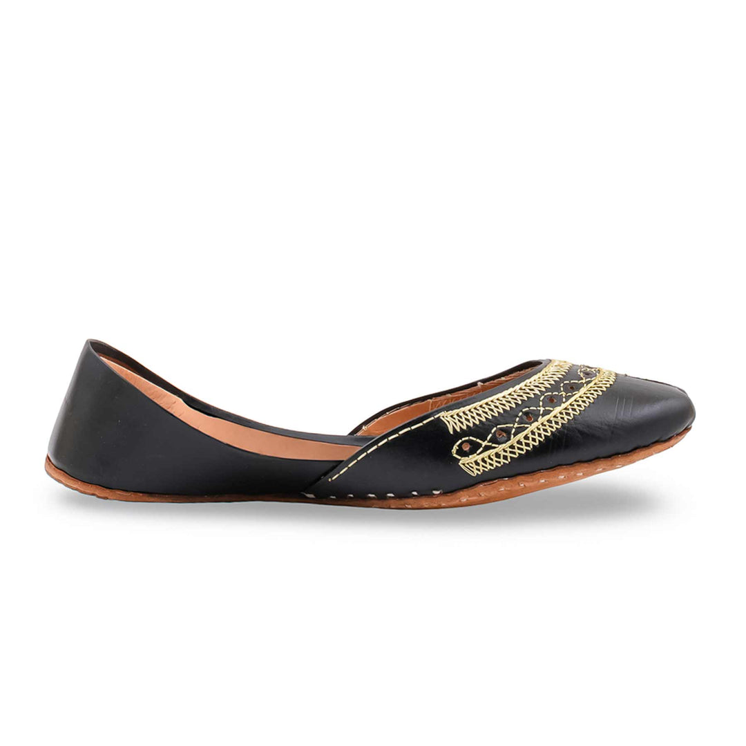 Black Leather Khussa For Women EC8894