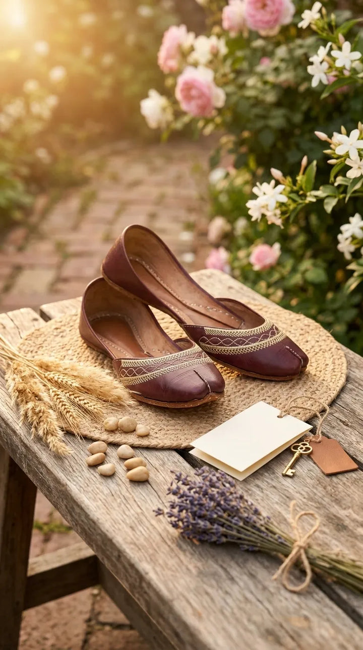 Maroon Leather Khussa For Women EC8894
