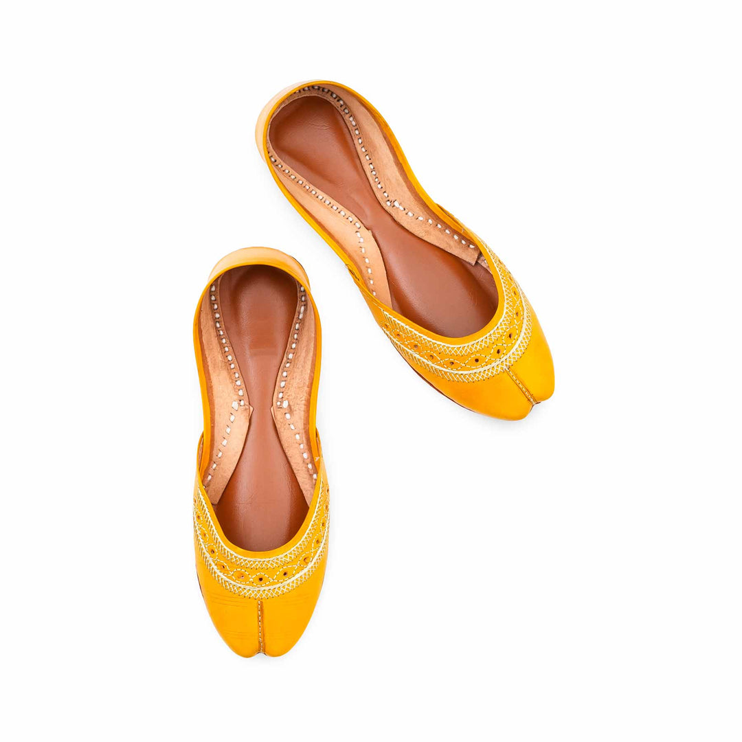 Yellow Leather Khussa For Women EC8894
