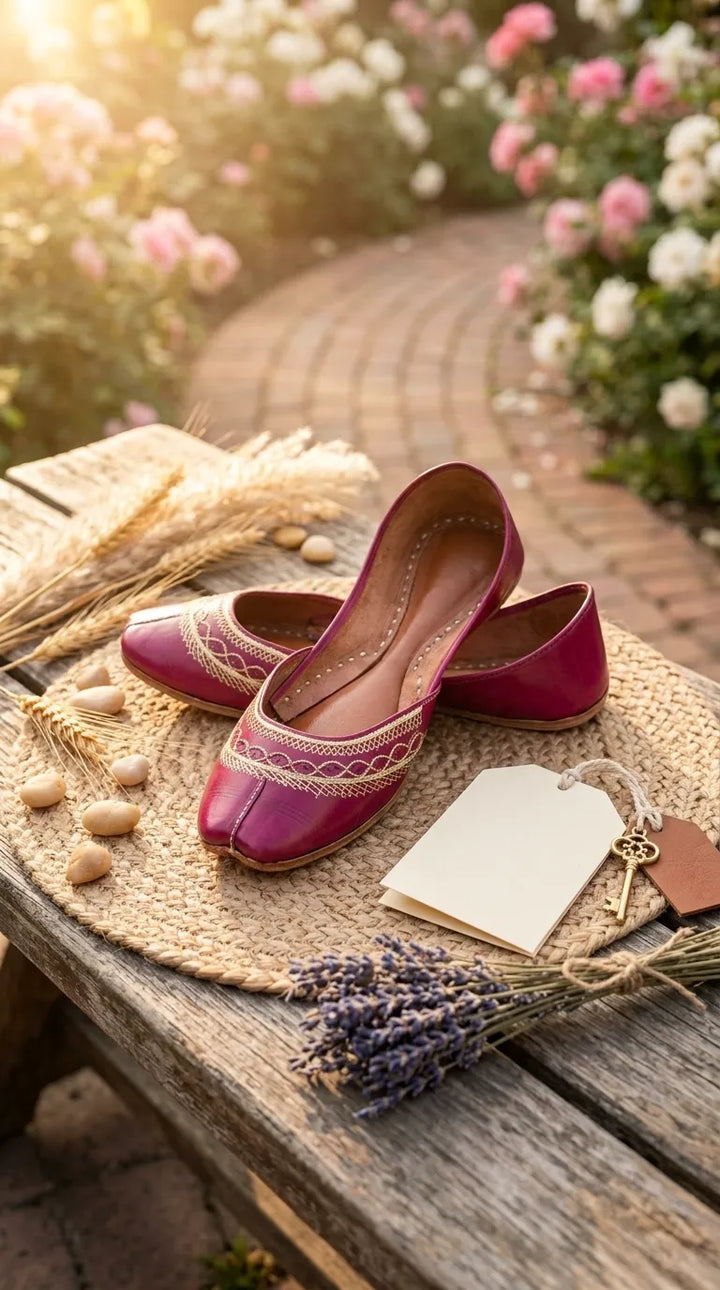 Pink Leather Khussa For Women EC8894