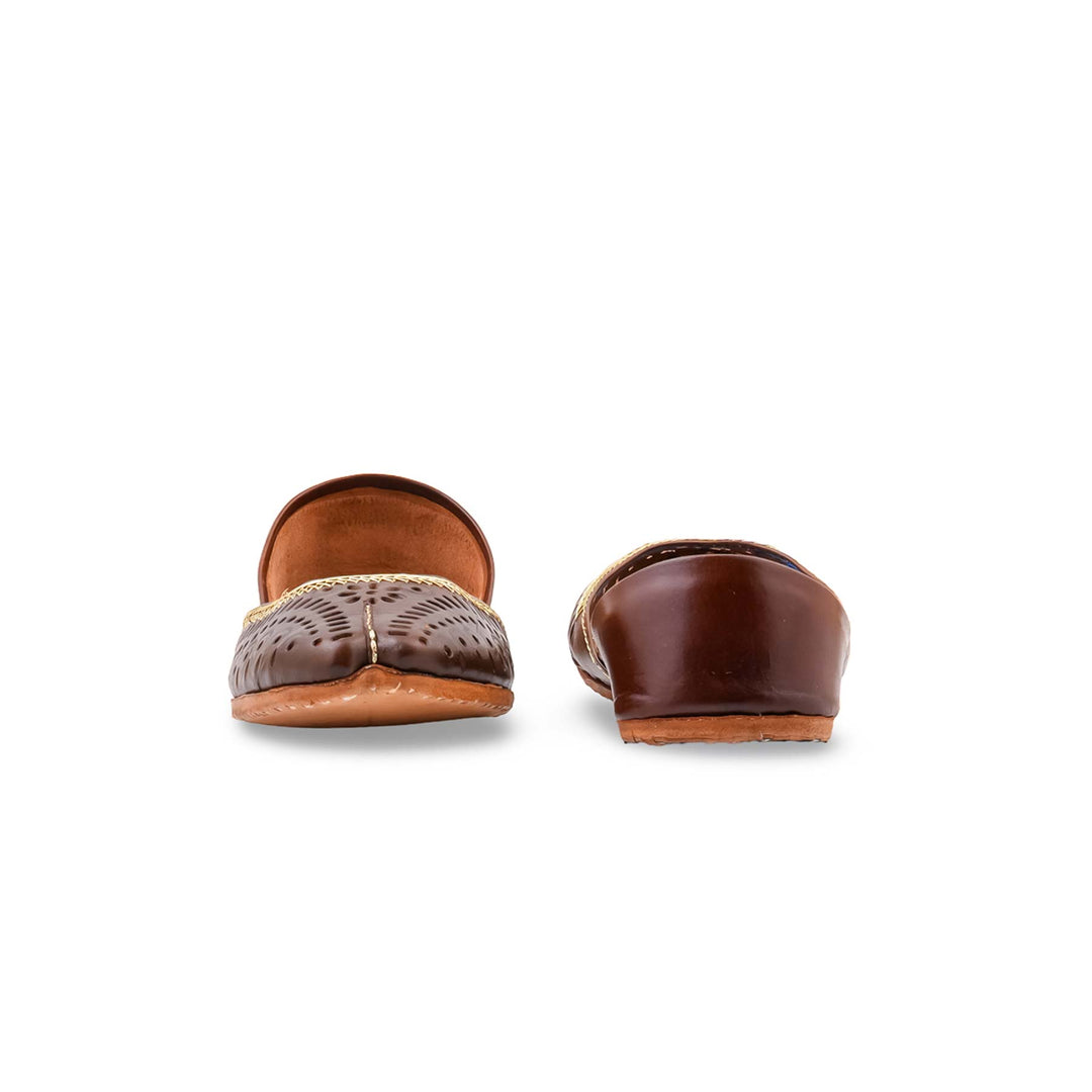Brown Leather Khussa For Women EC8895