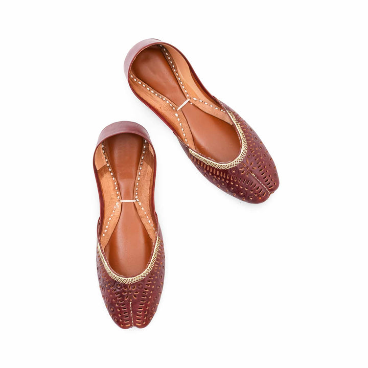Maroon Leather Khussa For Women EC8895