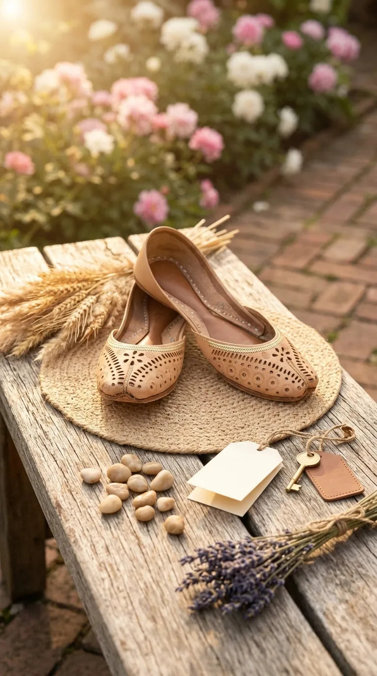 Fawn Leather Khussa For Women EC8895