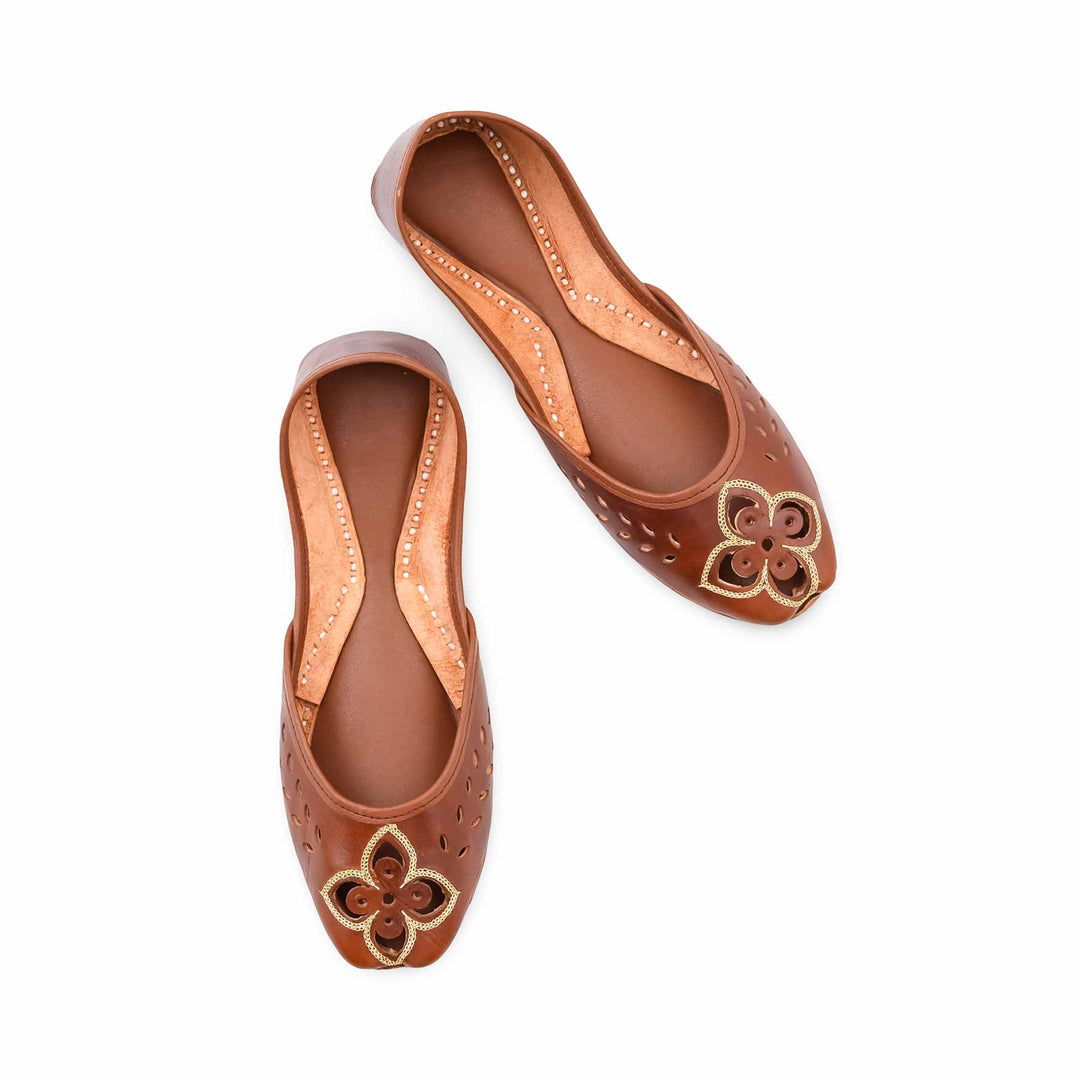 Brown Leather Khussa For Women EC8896