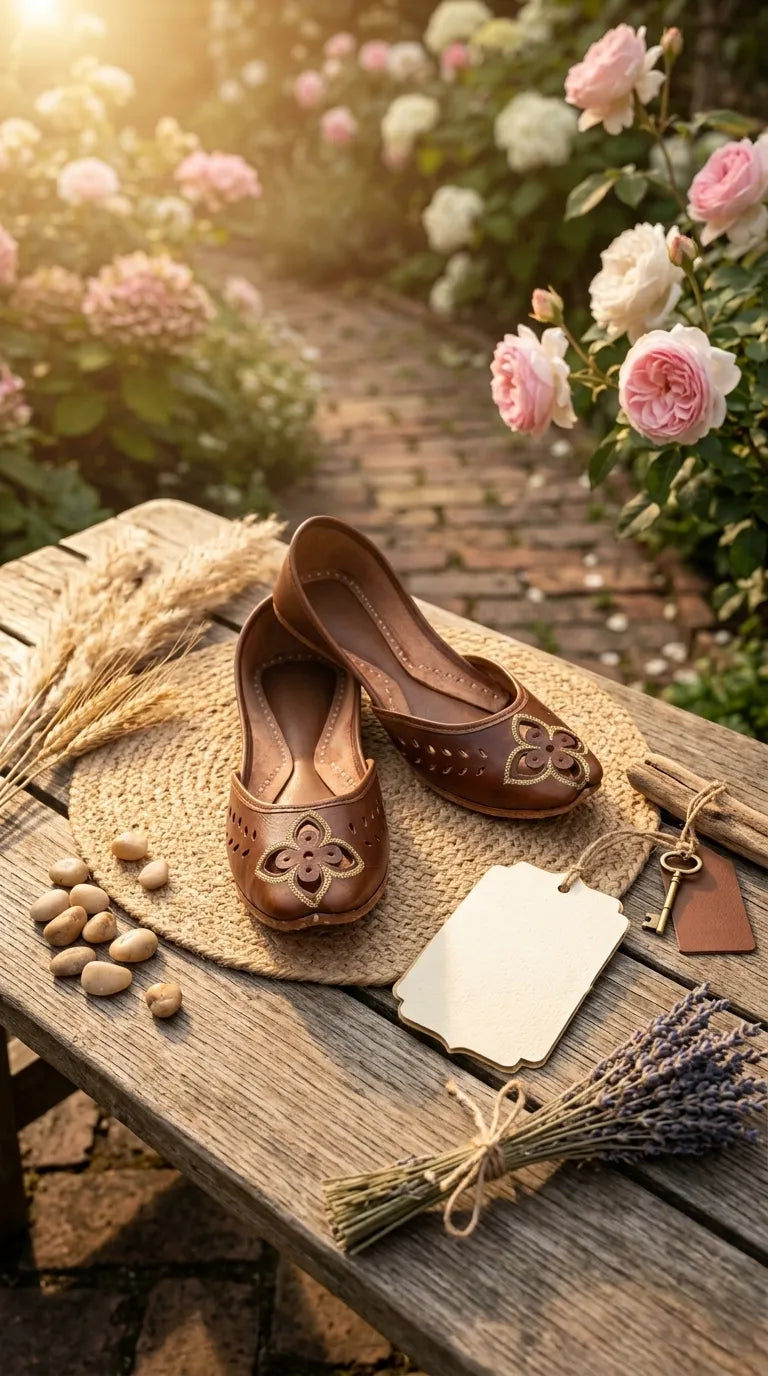 Brown Leather Khussa For Women EC8896