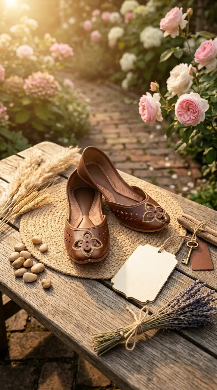 Brown Leather Khussa For Women EC8896