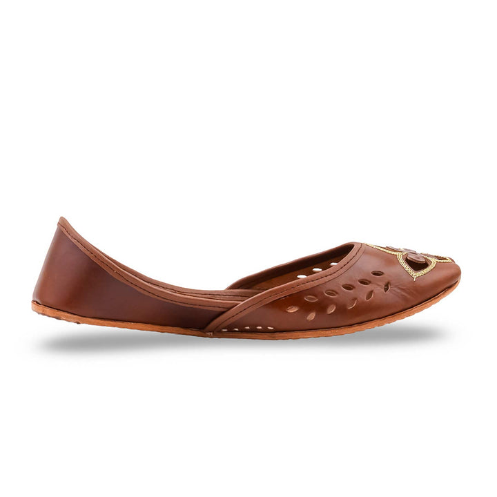Brown Leather Khussa For Women EC8896