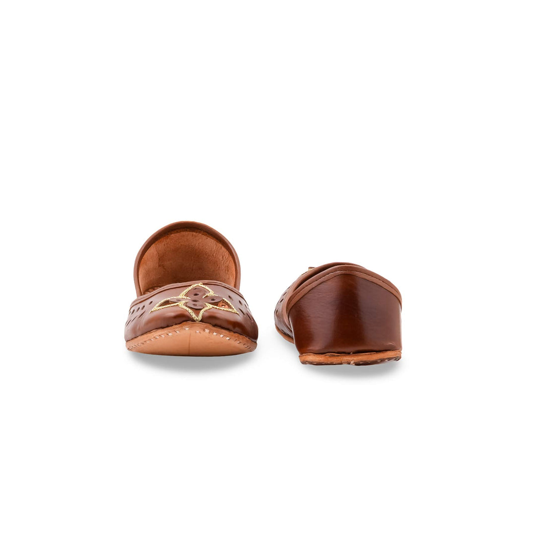 Brown Leather Khussa For Women EC8896