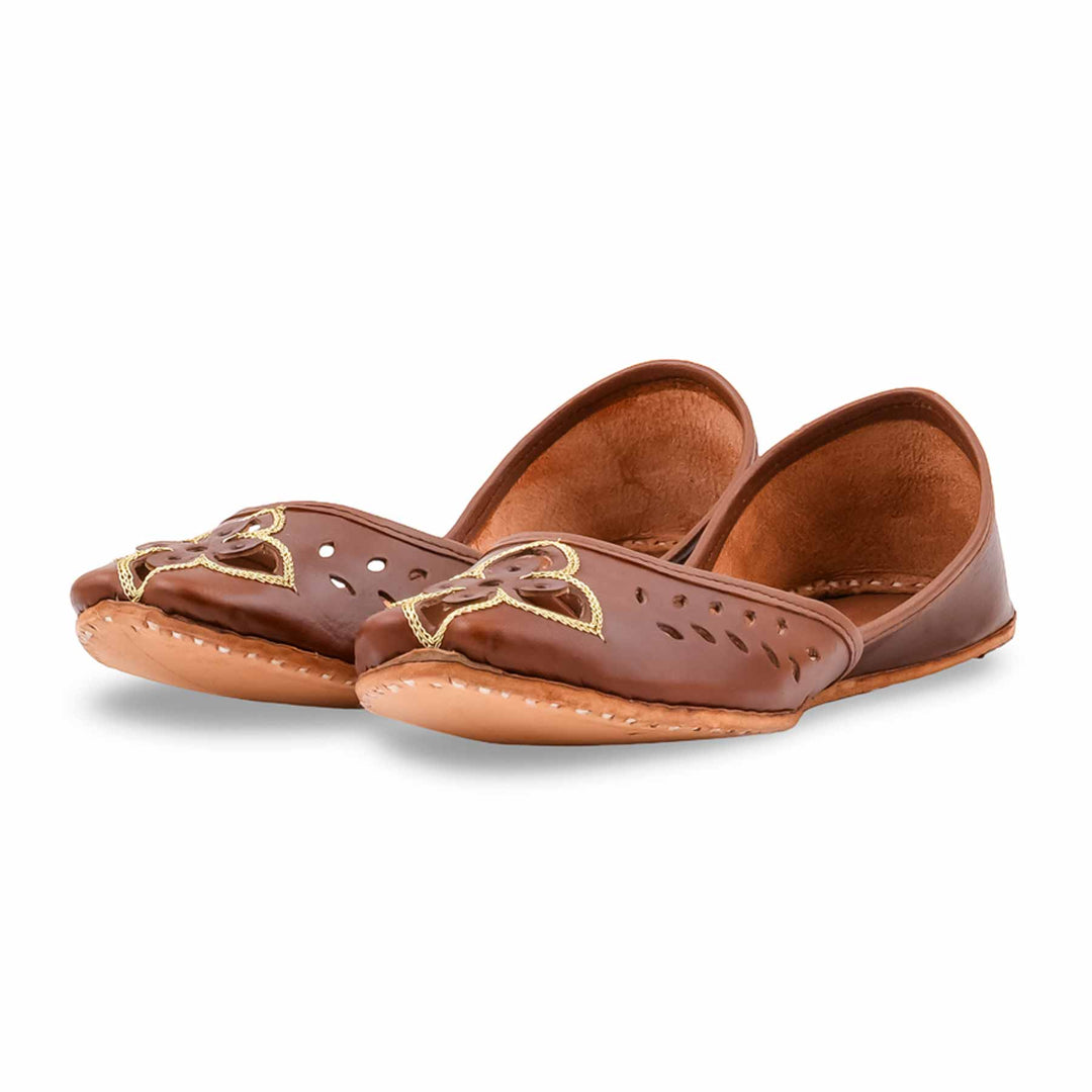Brown Leather Khussa For Women EC8896