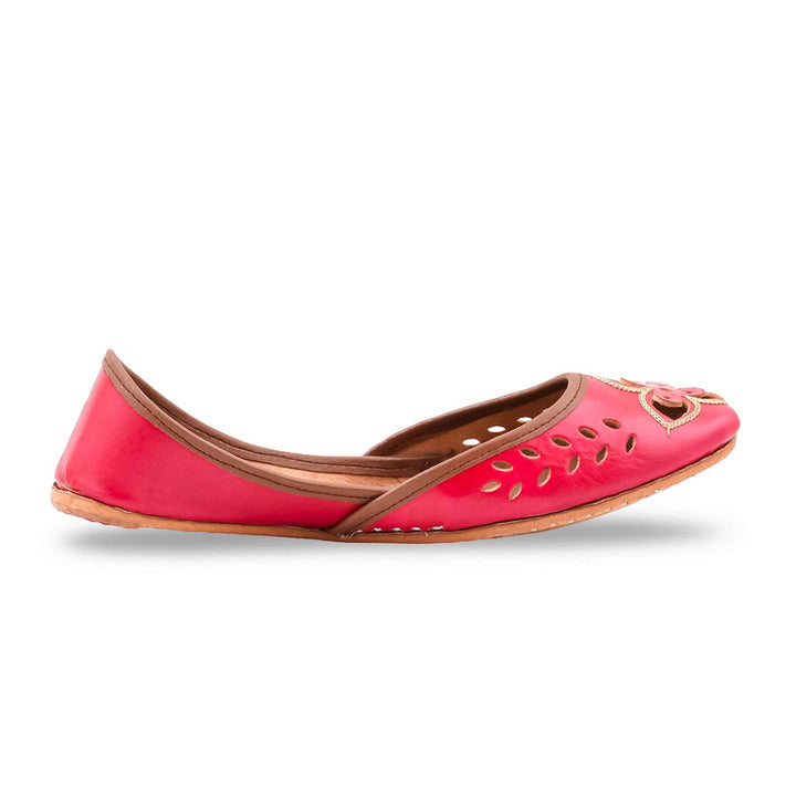Red Leather Khussa For Women EC8896