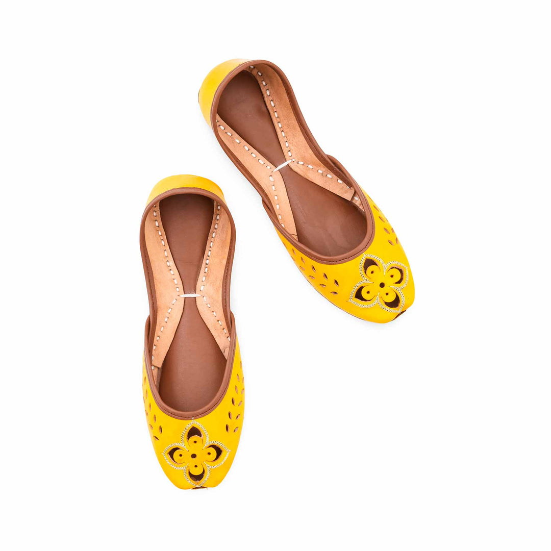 Yellow Leather Khussa For Women EC8896