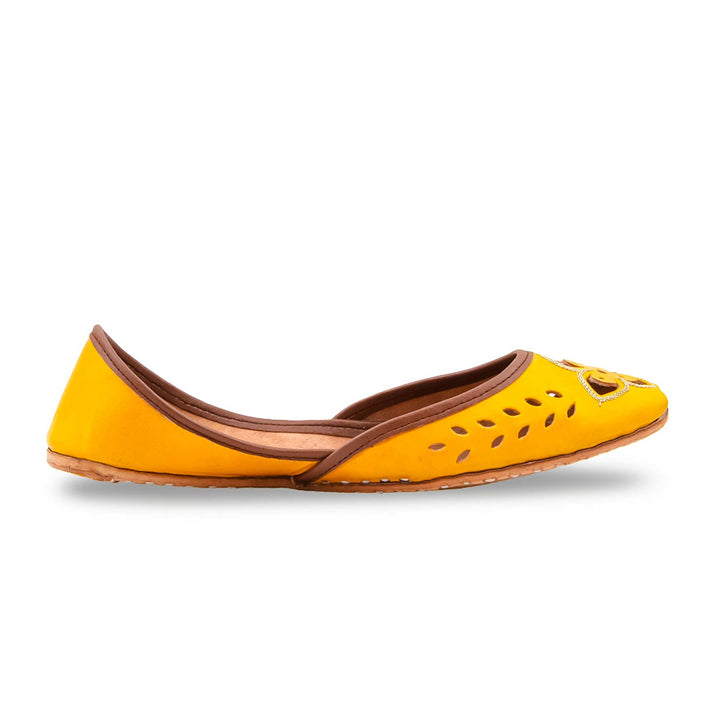 Yellow Leather Khussa For Women EC8896