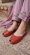 Red Leather Khussa For Ladies EC8927