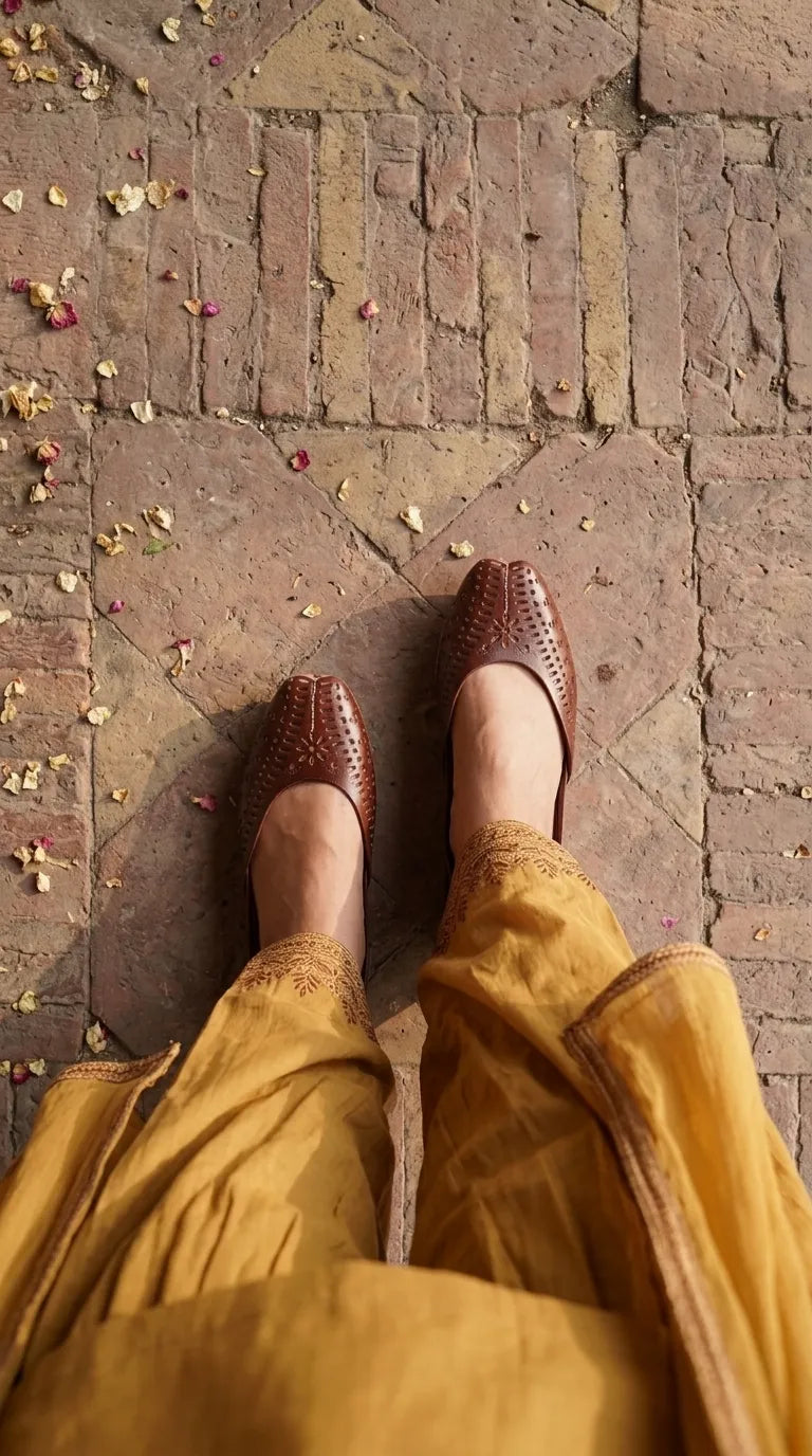 Maroon Leather Khussa For Ladies EC8928