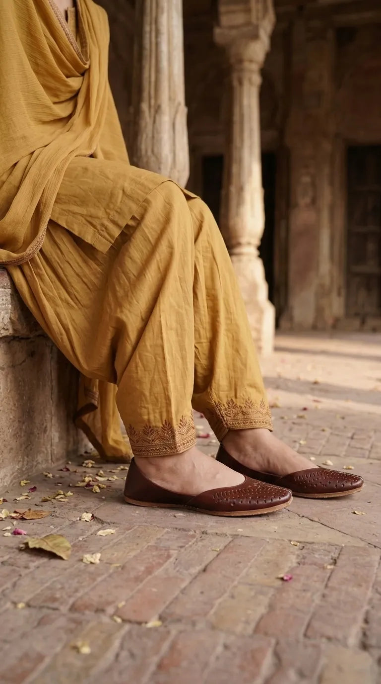 Maroon Leather Khussa For Ladies EC8928