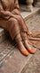Orange Leather Khussa For Ladies EC8932