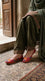 Red Leather Khussa For Ladies EC8939