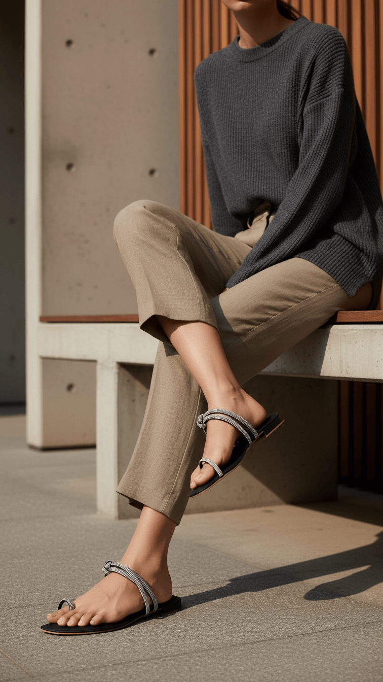 Black Fancy Chappal Fn0689