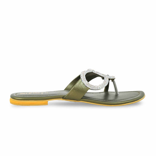 Olive Fancy Chappal FN0775