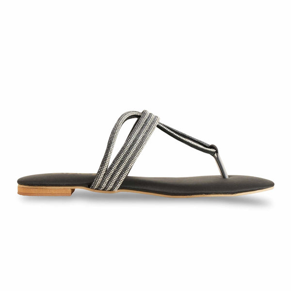 Black Fancy Chappal For Women FN0788