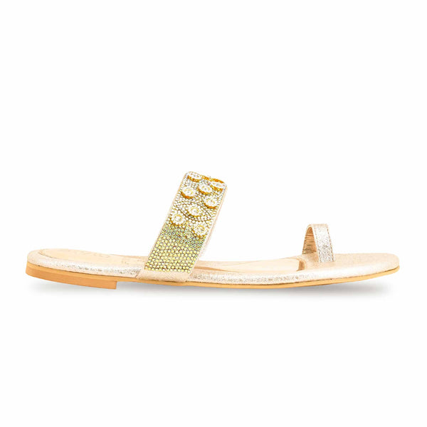 Golden Fancy Chappal For Women FN0793