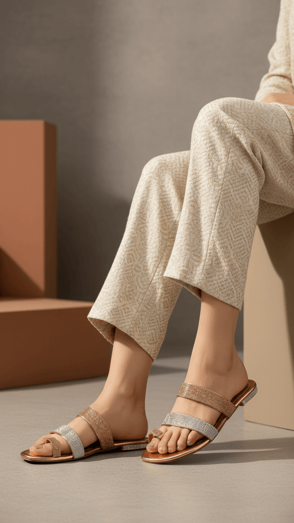 Peach Fancy Chappal For Women FN0798