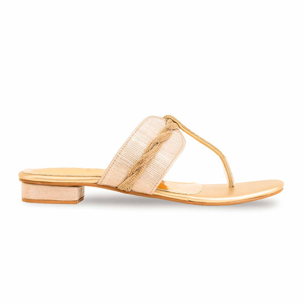 Golden Fancy Chappal For Ladies FN0803