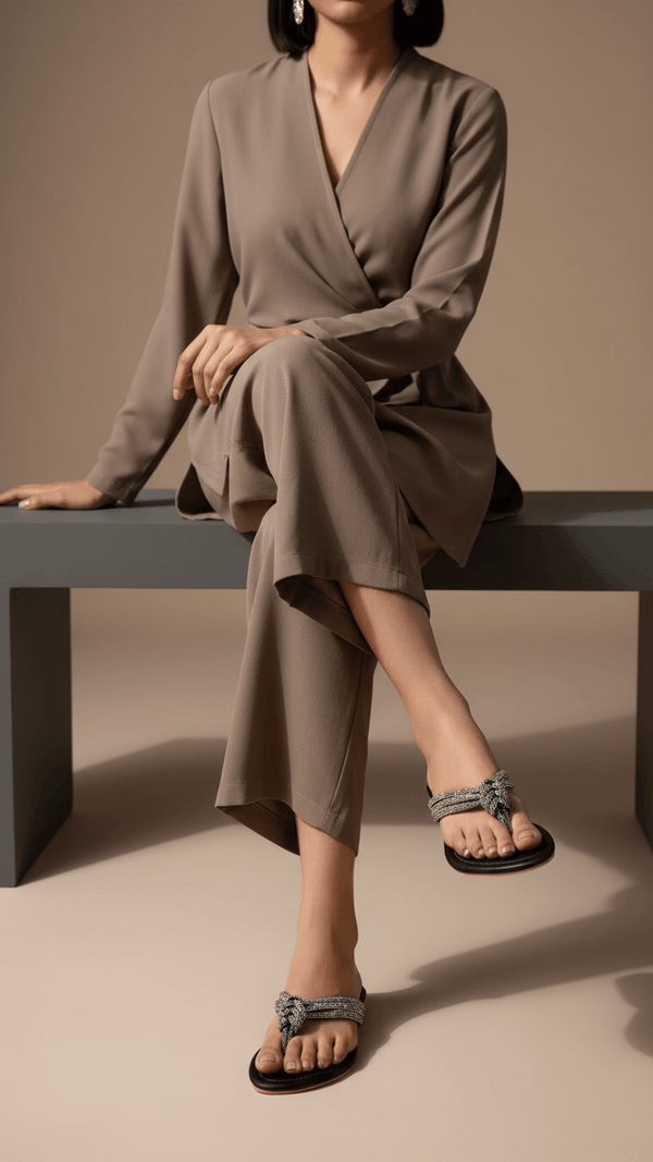 Black Fancy Chappal FN0808