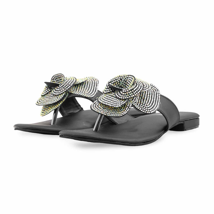 Black Fancy Chappal For Women FN0809
