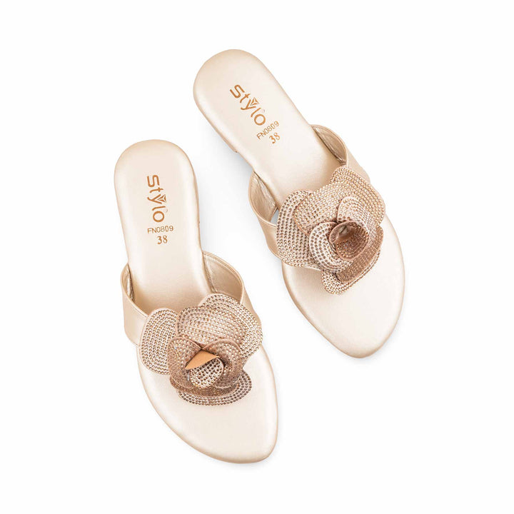 Golden Fancy Chappal For Women FN0809