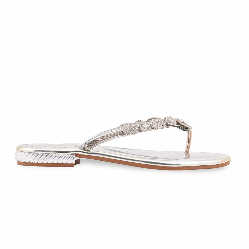 Silver Fancy Chappal For Women FN0813