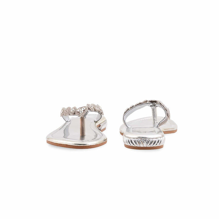 Silver Fancy Chappal For Women FN0813
