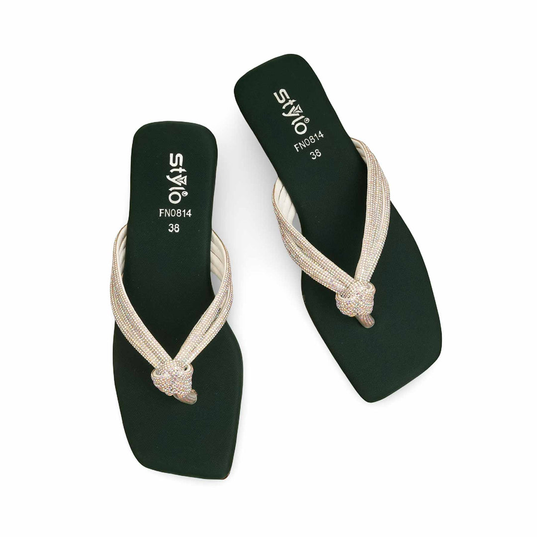 Green Fancy Chappal For Women FN0814