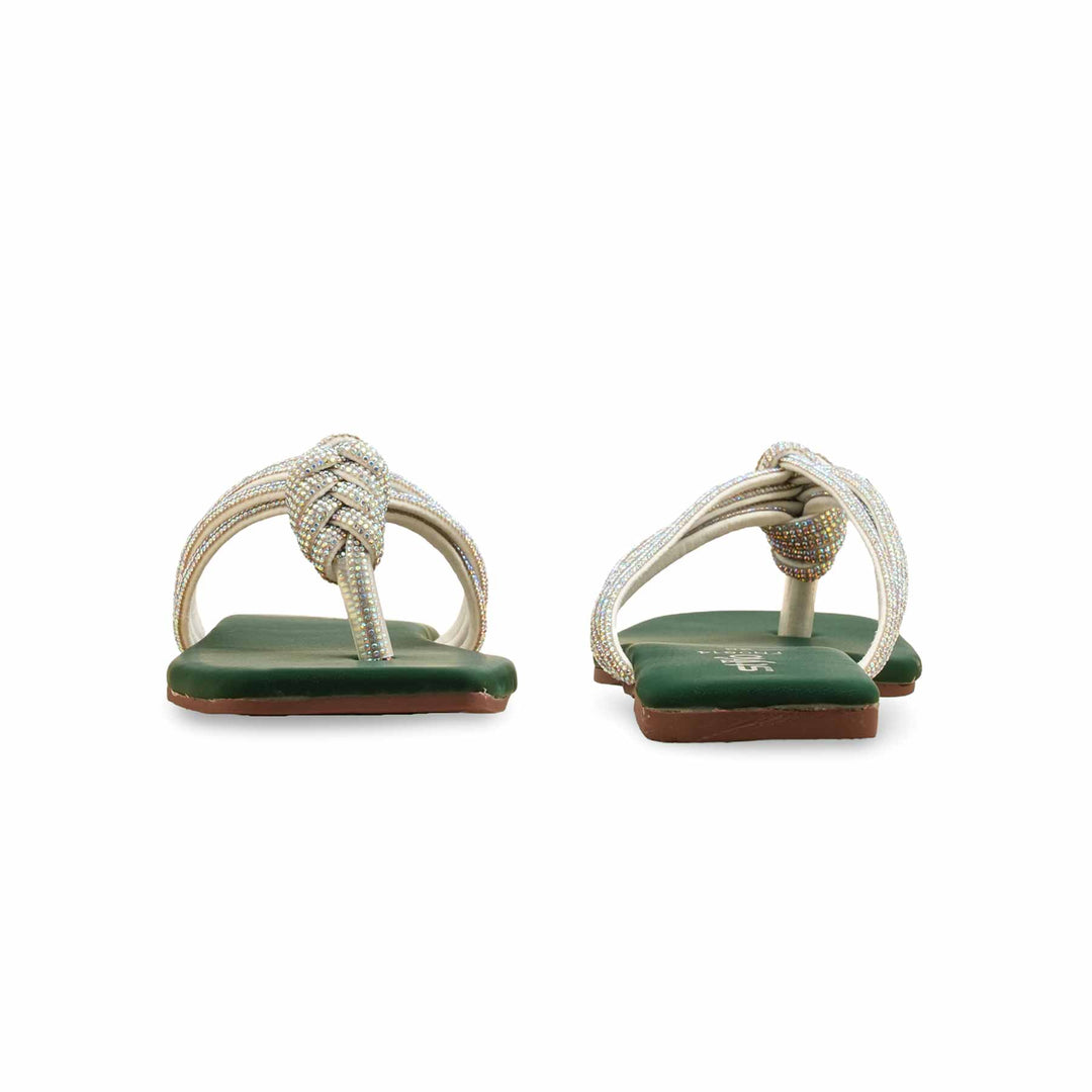 Green Fancy Chappal For Women FN0814