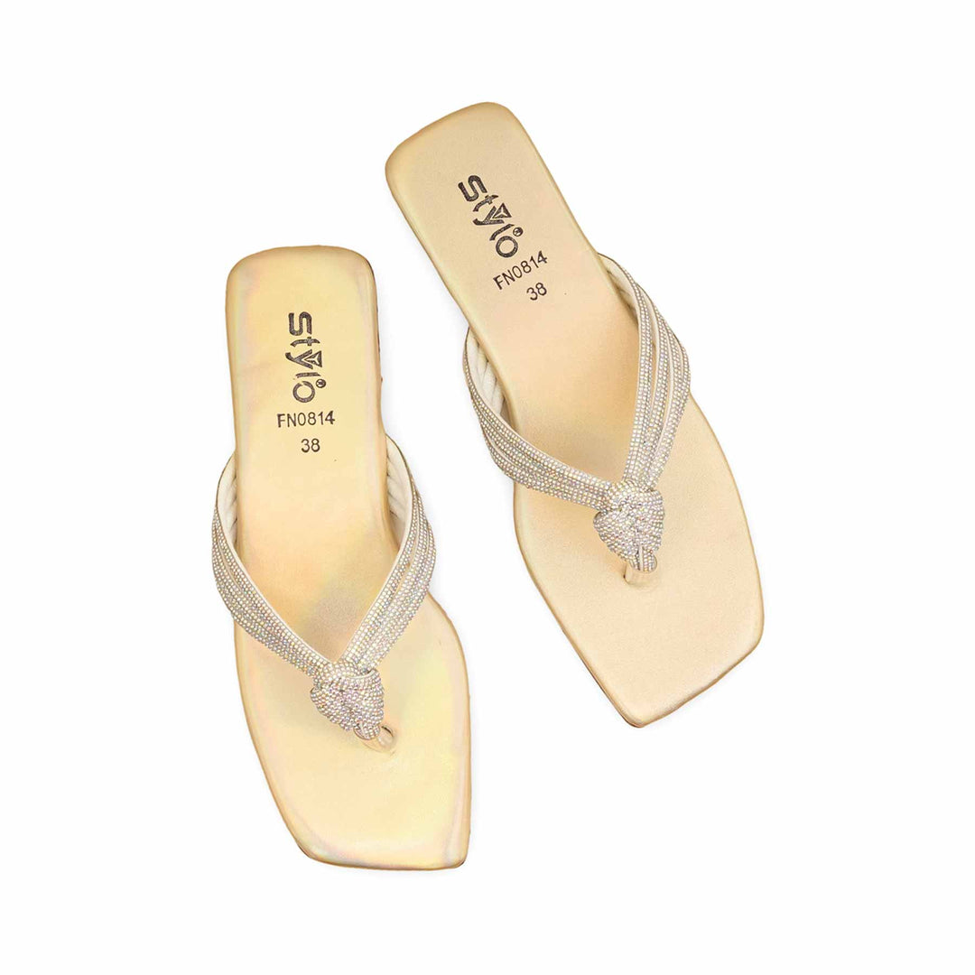 Golden Fancy Chappal For Women FN0814