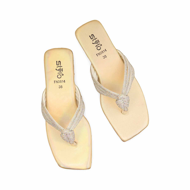 Golden Fancy Chappal For Women FN0814