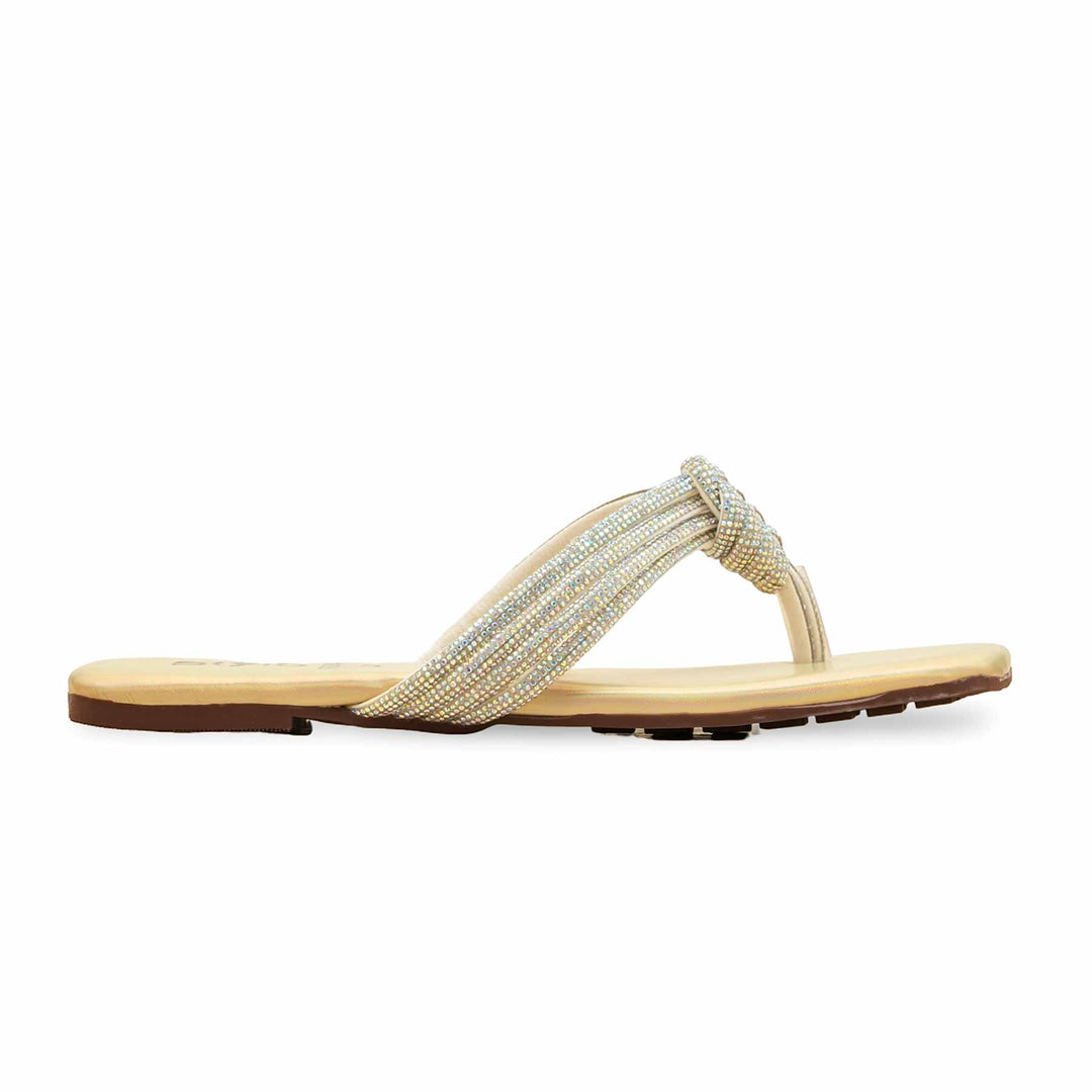Golden Fancy Chappal For Women FN0814