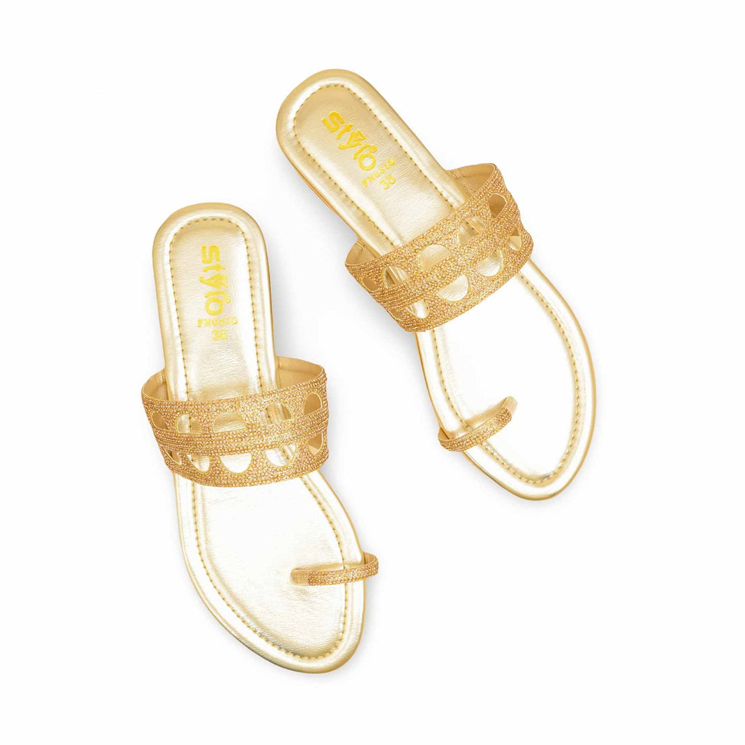 Golden Fancy Chappal For Women FN0816