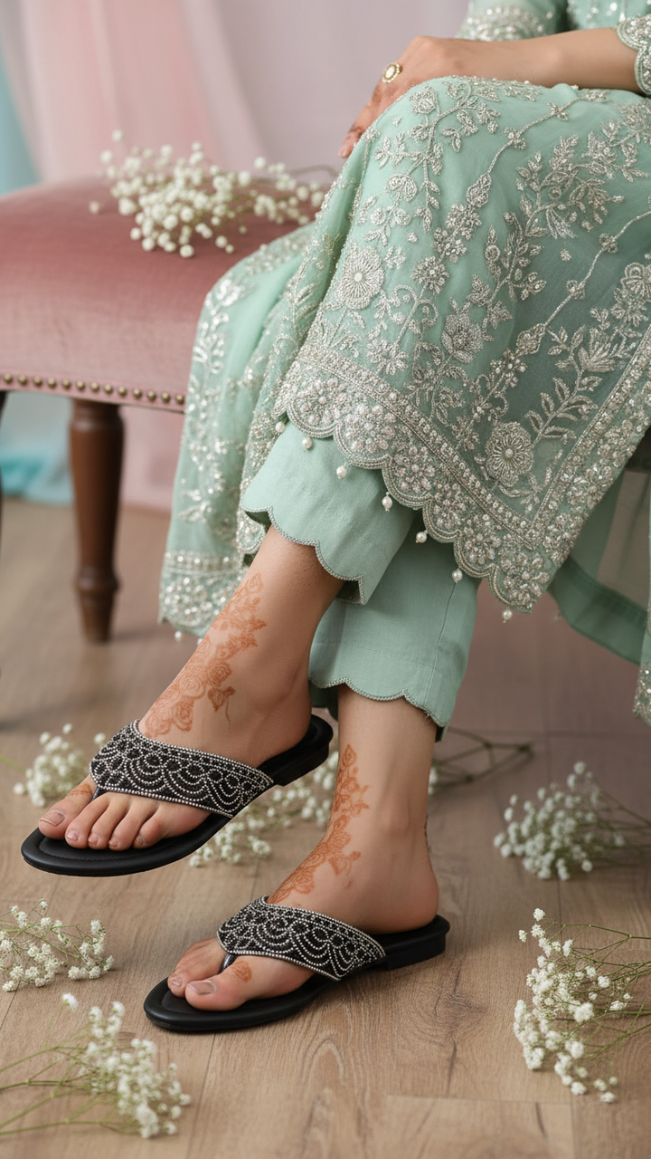 Black Fancy Chappal FN0820