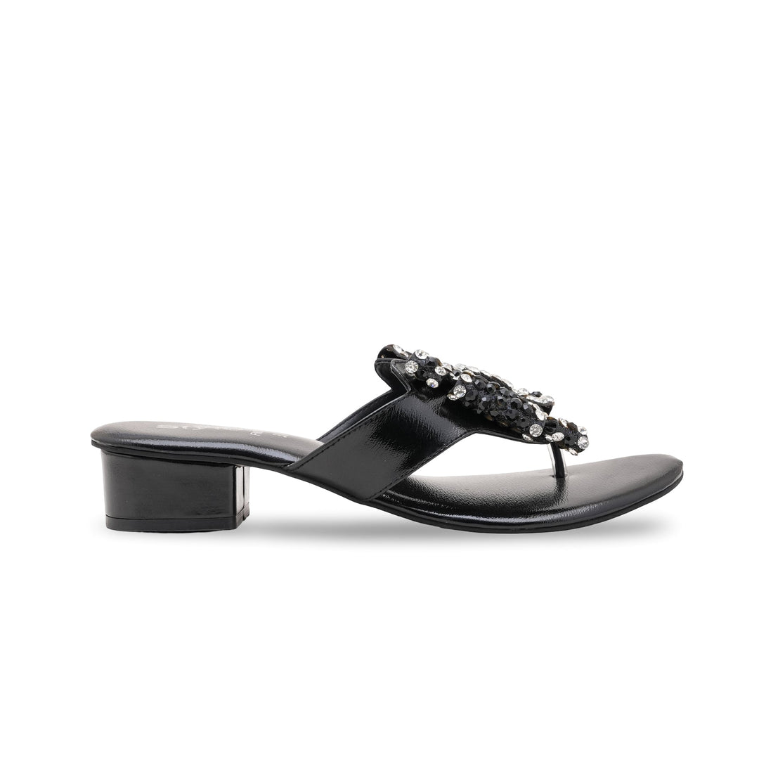 Black Fancy Chappal For Women FN0821