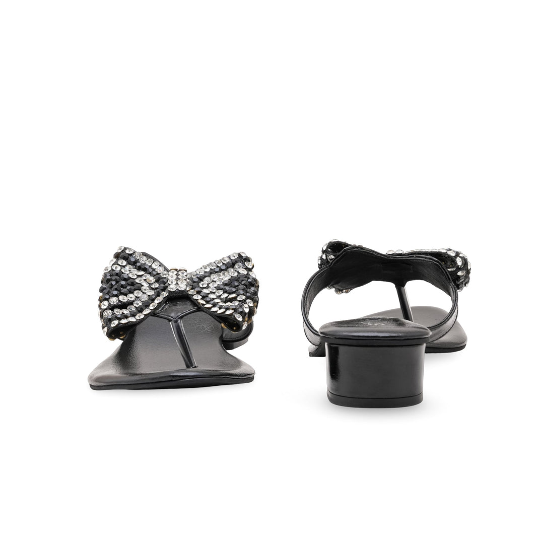 Black Fancy Chappal For Women FN0821