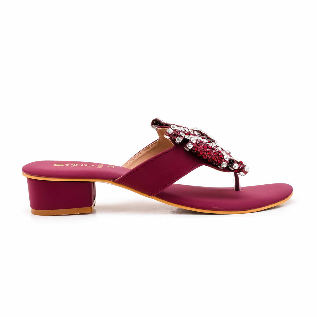 Maroon Fancy Chappal For Women FN0821