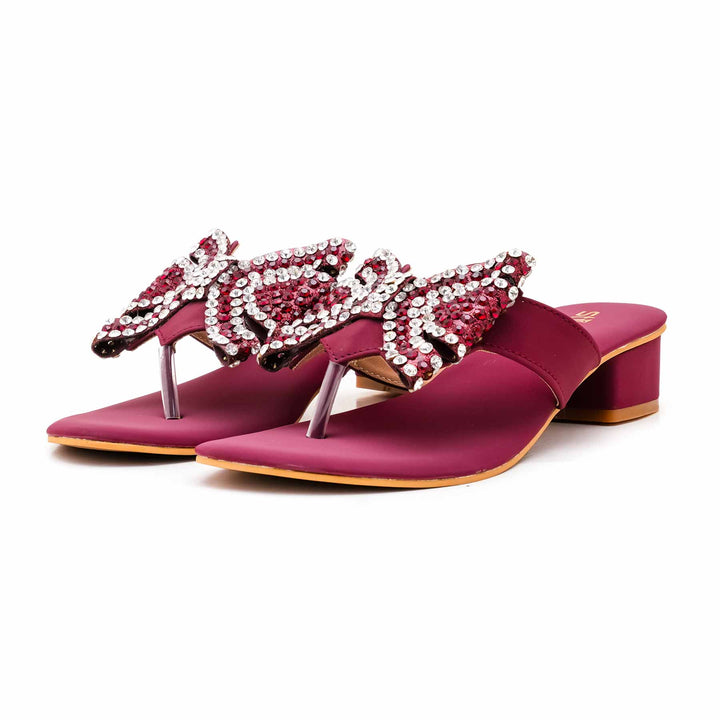Maroon Fancy Chappal For Women FN0821