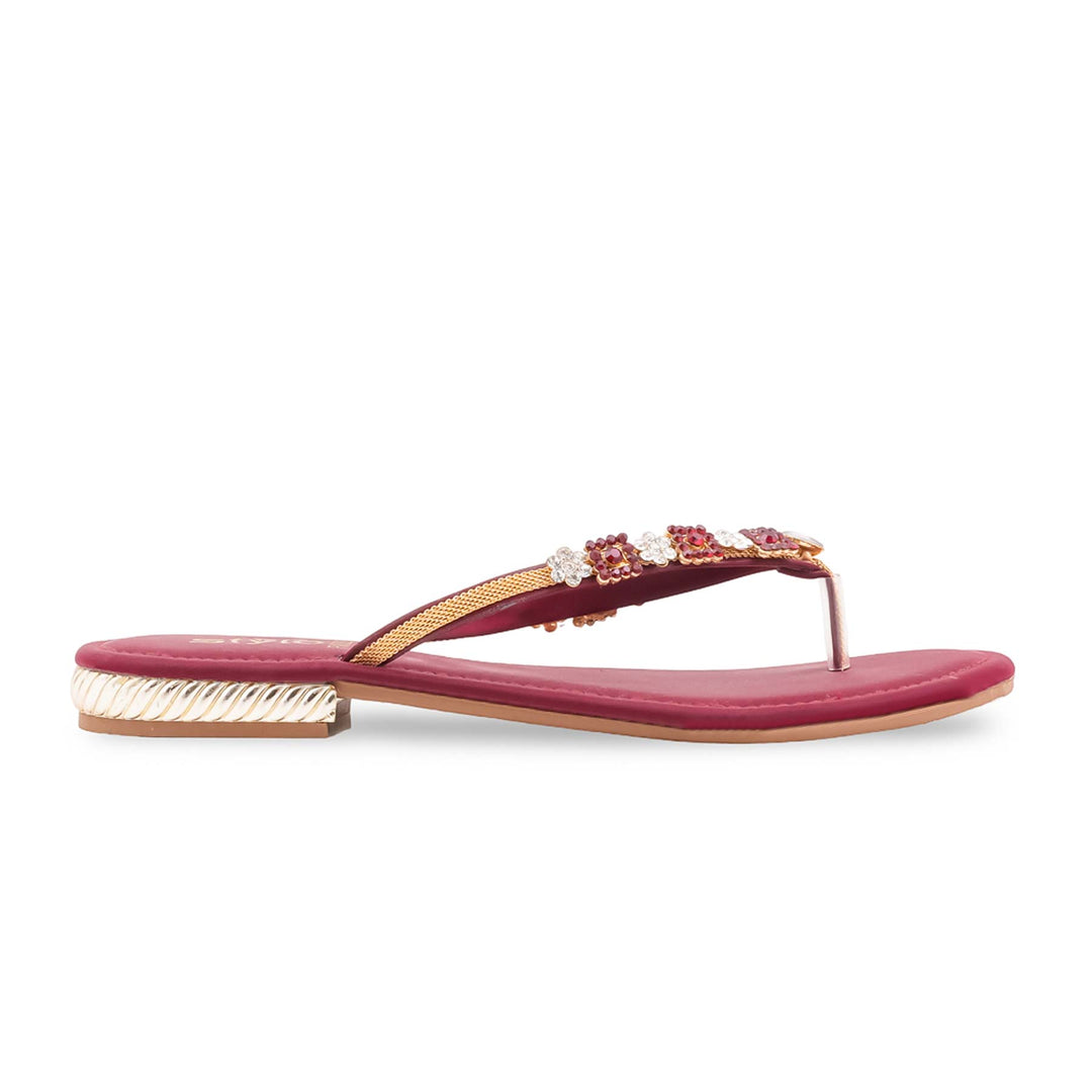 Maroon Fancy Chappal For Women FN0822